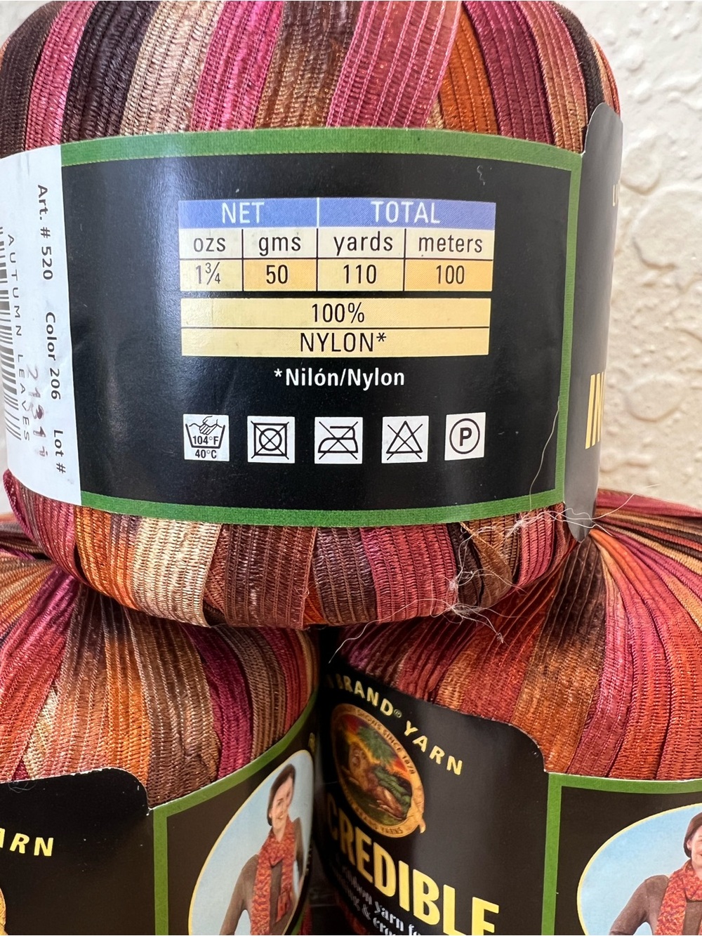 6 skeins Lion Brand Incredible Ribbon Yarn - Autumn Multi (Pack) - Picture 4 of 4